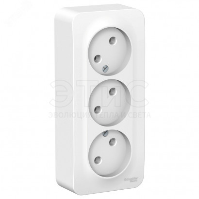 Розетка трехместная наружная Б/З Б/Ш 16А 250В IP20 с изолирующей пластиной